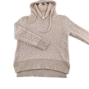 Green Tea Womens‎ Medium Hooded Sweater Beige Knit Pullover Cozy & Soft